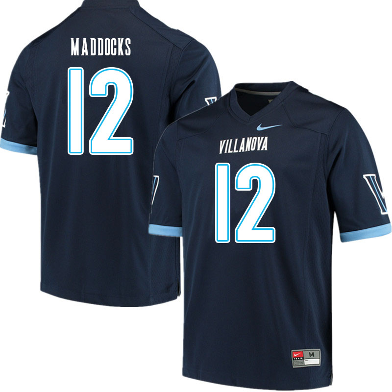 Men #12 Tanner Maddocks Villanova Wildcats College Football Jerseys Sale-Navy